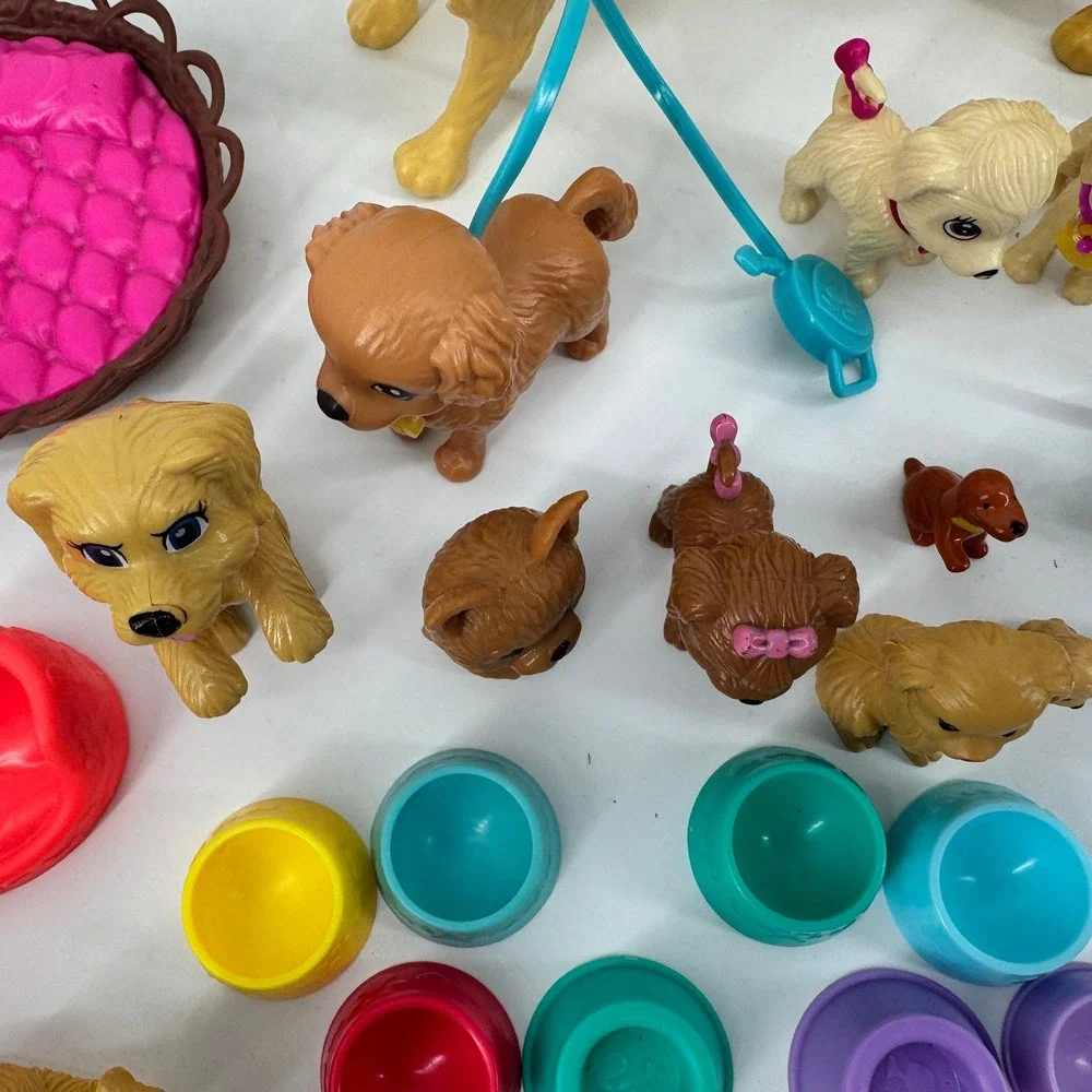 Barbie Mattel Pet Figure Accessory Lot Dogs Cats Puppies Flocked Kidcore Toy Set
